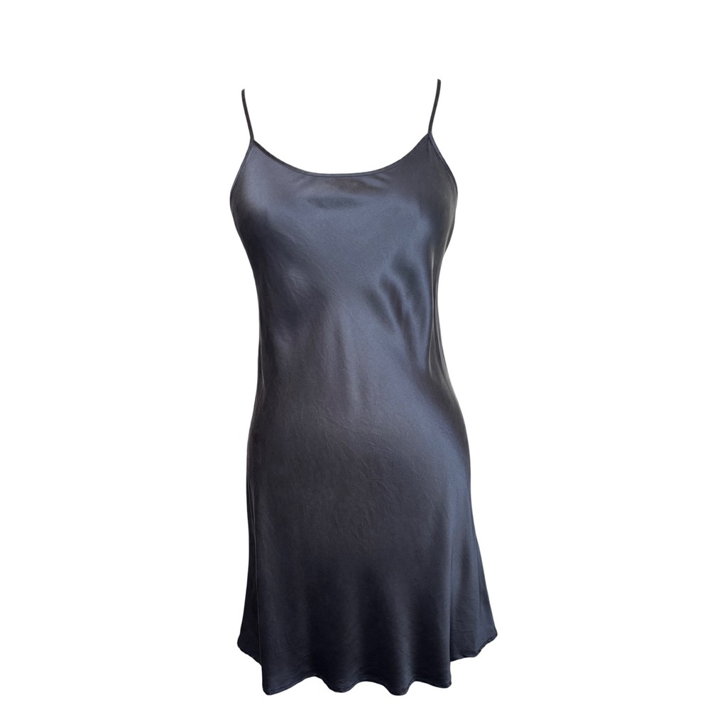 Silk Satin Lingerie THXSILK Slip Dress Adjustable Straps Medium Black Feminine